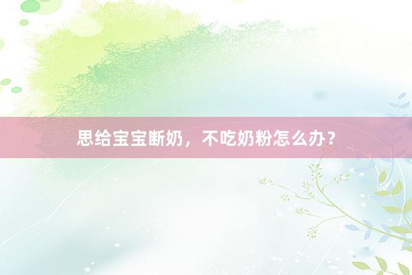 思给宝宝断奶，不吃奶粉怎么办？